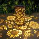Sunflower Solar Lanterns Outdoor Waterproof Hanging Lights, Sunflower Gifts for Women Mom Grandma, Metal Solar Decorative Lanterns for Yard Patio Porch Balcony Garden Decor