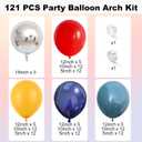 Jobkoo Red Blue Yellow Balloon Arch Kit with 4D Silver Ball Foil Balloons, Dusty Navy Blue Red Yellow Latex Balloons Garland for Carnival Circus Birthday Baby Shower Party Decorations
