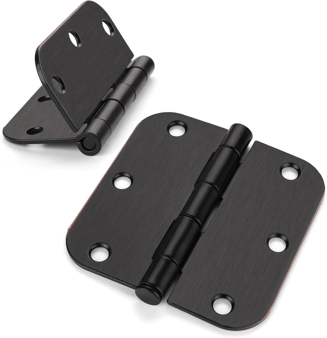 Haidms 48 Pack Oil Rubbed Bronze Door Hinges 3.5 Inch Brushed Bronze Interior Door Hinges with 5/8" Radius Corner Removable Pin