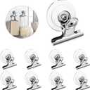 Aufind 8 Packs Suction Cup Clip Plastic Round Suction Cup Clamp Holder Strong Window Glass Suction Cup Clip for Hanging Kitchen Bathroom Office Accessories (White)
