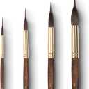 Nicpro 4 PCS Watercolor Brushes Professional, Extended Needle Point Brush Set, Sable Watercolor Brushes with Synthetic Extra Long Tip for Fine Detailing - Watercolor Acrylic Gouache Inks Painting