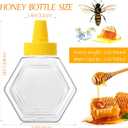 Ziliny 32 Pcs 7 oz Honey Squeeze Bottle Plastic Empty Beehive Bottle Jar with Spout Lid Clear Refillable Honey Containers for Condiment Storing and Dispensing Dispenser (Hexagon)