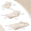 Folding Sofa Bed, Convertible Sleeper Chair with Pillow Foldable Mattress with Back Support, Portable Fold Out Chair Bed Comfy Floor Sofa Lounge for Living Room Bedroom, Beige Full 80x54 Inch