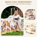 LUTBM Boho Throw Blanket 100% Cotton Soft Bed Throw Twin Lightweight Blanket Floral Bird and Butterfly Room Decor Breathable Bed Blankets,60"x80" All Season Reversible Blankets for Sofa Couch Chair