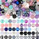 Huquary 100 Pcs 20mm Rhinestone Bubblegum Beads for Pens Mixed Crystal Resin Chunky Beads for DIY Craft Keychain Necklace Bracelet Jewelry Making(Mermaid Color)