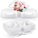 30 Pack Clear Plastic Flower Box for Corsage, Boutonniere, Rose, Orchid Prom Wedding Craft Container (4.92 x 4.13 x 3.15 Inches)