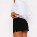 Women's Mini Skorts with Drawstring Mid Waist Side Split Bodycon Y2K Mini Skirt with Shorts (Black)