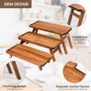 GEHE 3 Tier Serving Tray Acacia Wooden Tiered Tray Stand Foldable Dessert Table Display Set Decor Charcuterie Boards for Party, Birthday, Wedding, Christmas