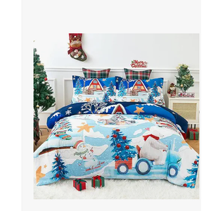 WeCozy Queen Size Comforter Set with 2 Pillowcases, Christmas Blue Snowman Winter Snowflakes Soft 3 Pcs Bedding for Kids and Adults Bedroom Bed Decor