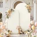 7.2FT 6FT Arch Backdrop Cover for Wedding, Set of 2 Stretchy Spandex Fitted Arch Stand Cover for Baby Shower, Birthday Party Decor, Chiara Backdrop Cover with Double-Sided Design(Ivory)