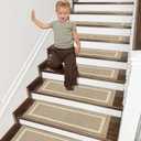 COSY HOMEER Soft Stair Treads Non-Slip Carpet Mat 28inX9in Indoor Stair Runners for Wooden Steps,Stair Rugs for Kids and Dogs, 100% Polyester TPE Backing 4pcs,Beige
