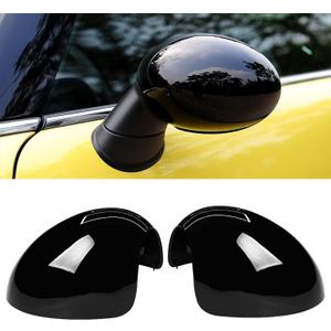 2PCS Compatible with MINI Cooper Mirror Cover R55 R56 R57 R58 R59 R60 R61 2007-2016, Left Right Side Mirror Caps Rearview MirrorCover Cap Replacement, Manual Folding Mirrors Only - Glossy Black