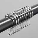 Shower Curtain Hooks Rings, Stainless Steel, Rust-Resistant Metal Rings for Bathroom Shower Rod-Set of 12 / Chrome (Stainless Steel 304, Silver)