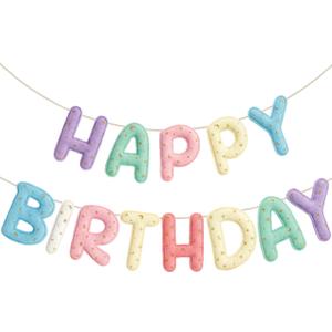 Mindsoft Felt Happy Birthday Garland Rainbow Banner Reusable Happy Birthday Sign Party Supply for Party Decor (Macaron Color,Candle)