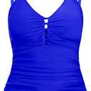 Ocean Blues Women's Retro Tankini Swimsuit Shirring Tummy Control Tankini Top Only S