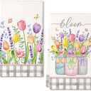 ARKENY Lavender Tulip Spring Kitchen Towels Dish Towels Set of 2,Pink Floral Hand Towels 18x26 Inch Drying Dishcloth,Farmhouse Home Seasonal Spring Decorations AD273