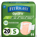 Extra OptiFit Heavy Absorbency Adult Diapers, FSA/HSA Eligible,20 Count, Waist Size 20"-32" ,S , Incontinence Briefs for Men and Women, Disposable, Moisture Wicking, Leak Protection