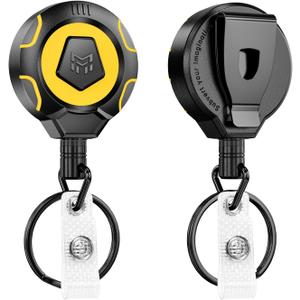 MNGARISTA Upgraded Heavy Duty Retractable Keychain with Belt Clip, 10 OZ Retraction, 31.5" Stainless Steel Cord, ID Badge Reel with Badge Strap and Key Ring, 2 Pack