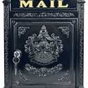 Vintage Mailboxes for Outside, Large Cast Aluminum Locking Mailbox, Weatherproof Metal Mail Boxes for House Outside, Decorative Mailbox Wall Mount for Home Outdoor(12.28"x17.51"x3.62")