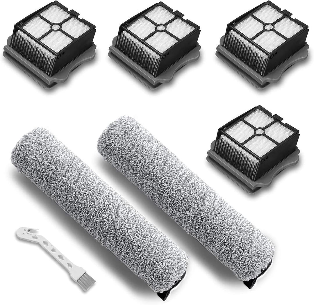 2+3 Pack iFloor 3/ S3 Brush Roller and HEPA Filter Set Compatible with Tineco iFloor 3/ Floor One S3 Cordless Vacuum Cleaner, 2 Pack Brush Rollers + 3 Pack Vacuum HEPA Filters