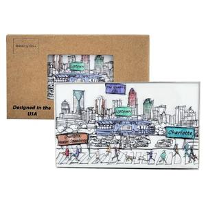 Beary Blu Cities Around The World Artwork Fridge Magnet Series - Designed in The USA - Collectible Souvenir & Gift (Charlotte)