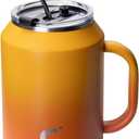 Coolplus 50oz Mug Tumbler with Handle and Straw, Large Stainless Steel Travel Insulated Water Cup with 2-in-1 Lid, Double Wall Metal Keep Cold 36 hrs, Sweet Proof BPA-Free, Sunset Yellow