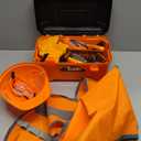 Kids Tool Set,MAGIC4U 50PCS Toddler Tool Set with Electronic Toy Drill,Tape Measure 12 Tool Equipements,Pretend Play Construction Coustume with Safety Vest Hat,Toy Tool Box for Kids Boy Girl Age 3-8, Orange Toolbox