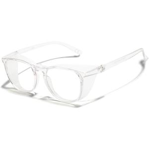 LianSan Safety Glasses with Readers, Reading Safety Glasses for Women Men, Full Reader Lenses Blue Light Blocking Goggles(Transparent, 1.25x)