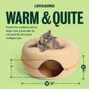 Cattasaurus Peekaboo Cat Cave Donut for Multiple & Large Cats up to 30-45 lbs, 3-in-1 Self Warming Cat Bed, Tunnel & Scratcher for Indoor Cats, Washable & Detachable Dog Bed (Pastel Macaron, Large)