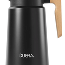 DUIERA 61 oz Coffee Carafe Double Walled Thermal Carafe Stainless Steel, 1.8 L Beverage Dispenser Keeping Hot/Cold  Black