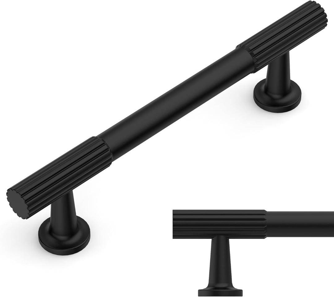 Amerdeco 10 Pack Matte Black Cabinet Pulls 3.75 Inch(96MM) Hole Centers Kitchen Cabinet Handles Hardware Kitchen Handles for Cabinets Cupboard Handles Drawer Pulls ZH0071