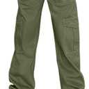 Lepunuo Cargo Pants for Women High Waisted Casual Pants Baggy Stretchy Wide Leg Y2K Streetwear with 6 Pockets Size 28