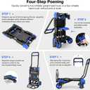 330LB Folding Hand Truck Moving Dolly, Hand Trucks Heavy Duty Combination of 4 Wheels and 2 Wheels Convertible Dolly Cart with Retractable Handle Dolly for Moving Office Carts(Blue)