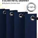 COSVIYA Grommet Blackout Room Darkening Navy Blue Curtains 63 inch Length,Thick Polyester Light Blocking Insulated Thermal Curtain Drapes for Bedroom/Living Room,2 Panels,52x63 inches
