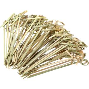 Nuogo 500 Pcs Bamboo Cocktail Picks 4.13 Inch Bamboo Skewers Fruit Toothpicks for Appetizers Drink Garnish Sticks Handmade Food Pick with Looped Knot for Party Bar Snacks Sandwiches Drinks