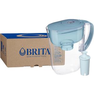 Brita Small 6 Cup Water Filter Pitcher, 1 BritaPlus Filter, Metro, Stone Blue 