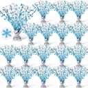 Metallic Christmas Foil Spray Centerpiece Glitter Christmas Decoration Snowflake Foil Spray Christmas Centerpiece for Table Xmas Winter Party Supplies, Blue, Silver (18 Pieces)