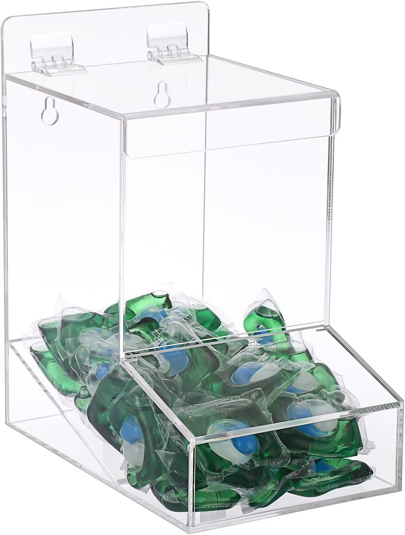 Sumnacon Acrylic Dispenser-Countertop Storage Container for Candy Shoe Covers Golves Hairnets Earplugs,Clear Laundry Pod Dispenser with Lids,Functional Wall Storage Dispenser for Laundry Room Pantry, 9.8x8.7x6.3 Inch