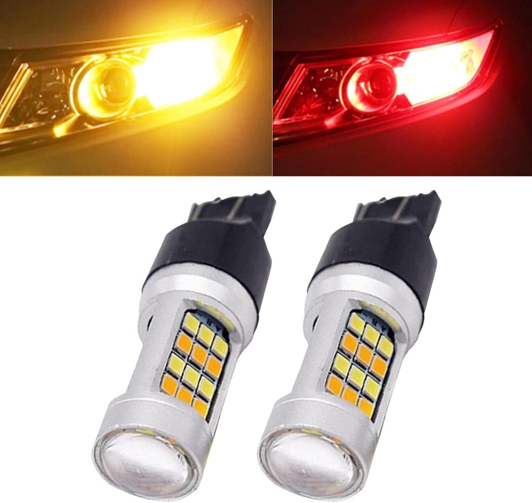 7443 7444NA Red/Yellow Amber Dual Color Switchback 42SMD LED Front Turn Signal Light Bulbs, Brake Stop Light, Taillights, Back-up Reverse Lights Bulbs, Pack of 2