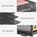 Lavatino 8 Tier Paper Organizer for Desk, Black Mesh Letter Tray File Sorter Organizers with Handles, Including 5 Adjustable Slid Trays for Office School Classroom Supplies Organization and Storage