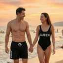 IFFEI Family Matching Mommy and Me Swimsuits One Piece Swimwear Modest Bathing Suits Beachwear for Beach Pool Vacation (Black, L)