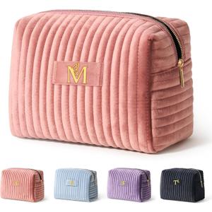 COSHAYSOO Personalized 16th 18th 21st Birthday Valentines Gifts for Women Teens Travel Makeup Bag Make Up Cosmetic Pouch 16 17 18 19 20 21 Year Old Girl College Dorm Essentials Pink Initial Letter M