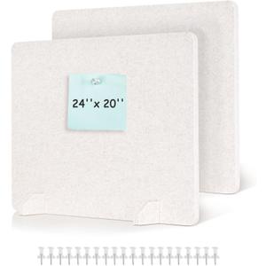 DOLLAR BOSS 2PCS Acoustic Desk Dividers 24" x 20", Soundproof Freestanding Privacy Panels for Table, Noise Reducing Desktop Partition for Office, Home, Classroom, Study Area with 20 Pushpins, Beige