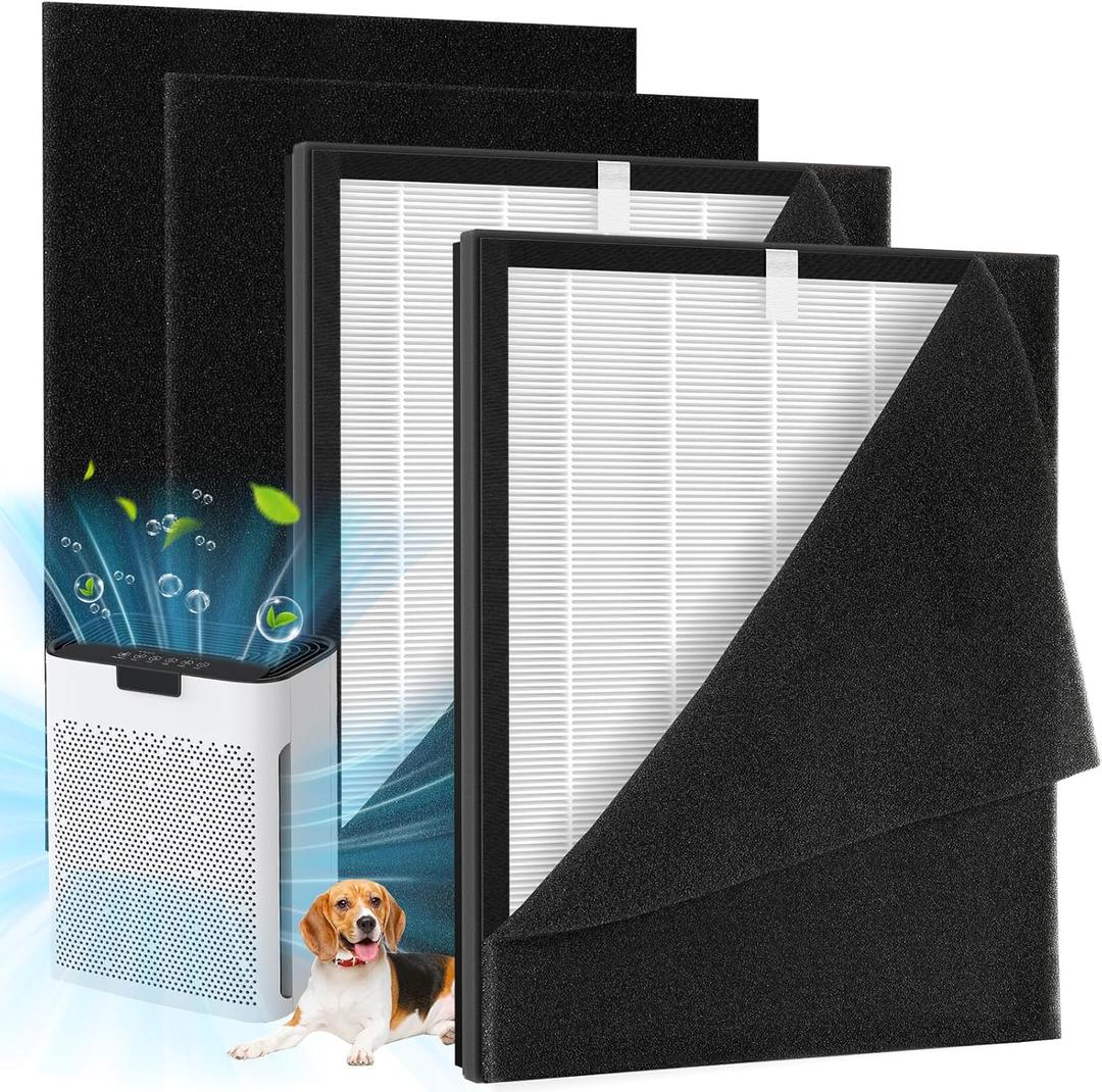 2 Pack KJ190L Filter Replacement Compatible with MOOKA KJ190L Air Purifier For Home Large Room 2000 Ft, 2 KJ190 Filters and 4 Washable PreFilters Pet Air Purifier Filters for Bedroom