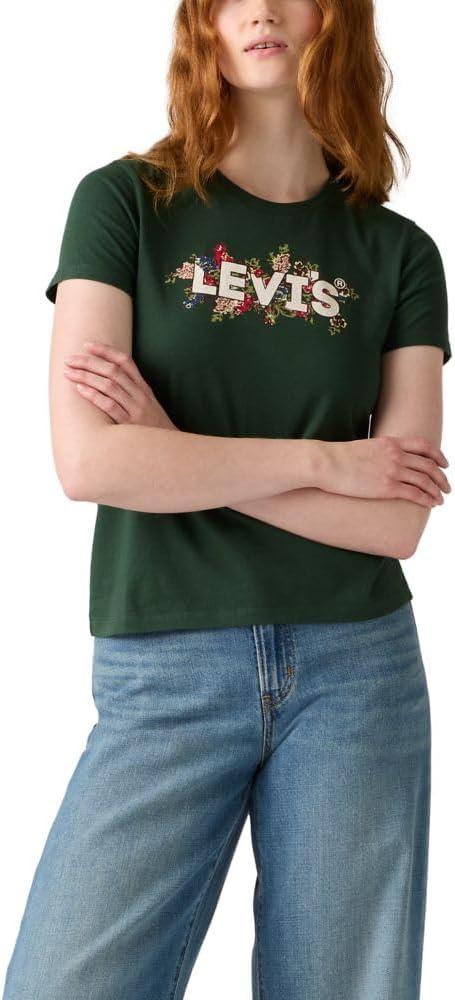Levi's Women's Perfect Crewneck Tee Shirt (Also Available in Plus) (Green, M)