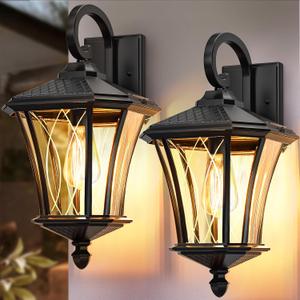 YSN 19" Large Outdoor Wall Lights 2 Packs, Black Porch Light Fixture Exterior Sconce Light, Retro Outdoor Lighting Fixtures Wall Mount, Waterproof Outdoor Lights for House Garage Yard, 19inch-No Sensor-2Pack