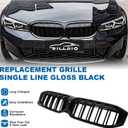 G20 Grill - Black Kidney Grille Compatible With 2023-IN BMW 3 Series G20 320i/330e/330i/M340i ABS Double Slat Gloss Black