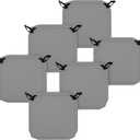 Easy-Going Waterproof Patio Seat Cushion Covers 22x20x4 inch 6 Pack Replacement Non-Slip Outdoor Cushion Slipcover with Zipper and Adjustable Straps for Outdoor Furniture, Covers Only, Gray (Grey)