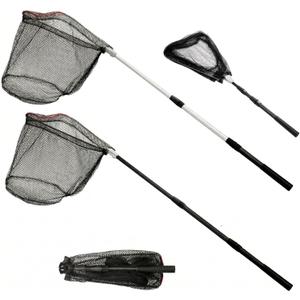 ZENFUN 2 Pack Fishing Net with Telescopic Pole Handle, Fish Landing Net with Sturdy Collapsible Handle, Folding Nylon Mesh Landing Net for Saltwater and Freshwater, Extend to 51 in(Black, White)
