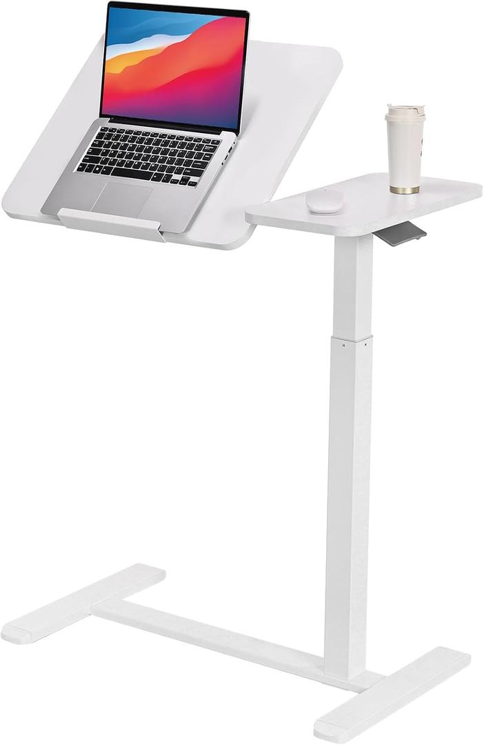 Adjustable Tilt Overbed Table with Wheels, Hospital Bed Side Table, 26.8 x 15.8 x 27.8 inches